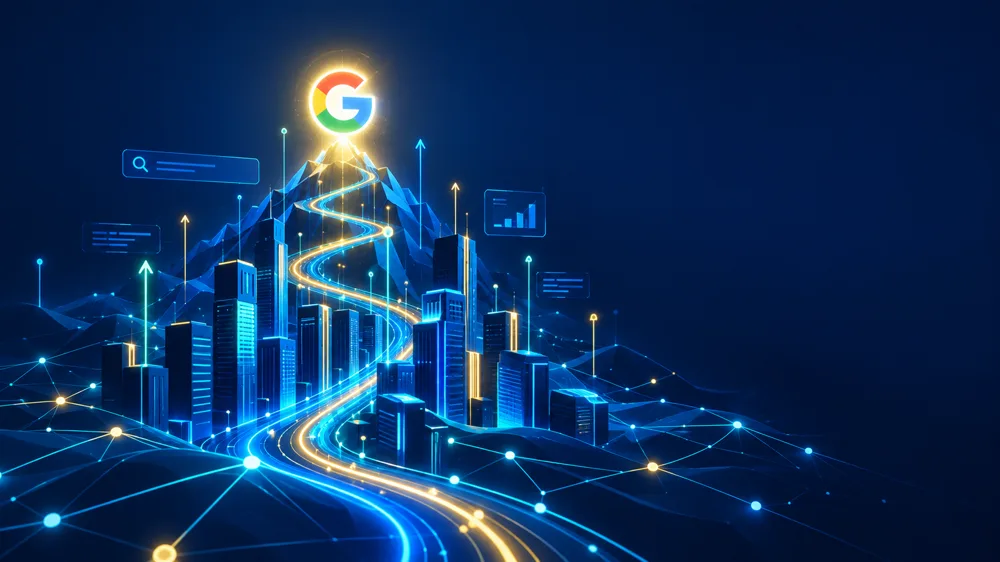 Κατασκευή ιστοσελίδων με SEO στη Θεσσαλονίκη: φωτεινή διαδρομή μέσα από ψηφιακή πόλη που ανεβαίνει στην κορυφή της Google